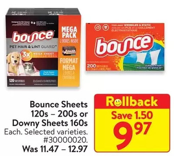Walmart Bounce sheets or downy sheets offer
