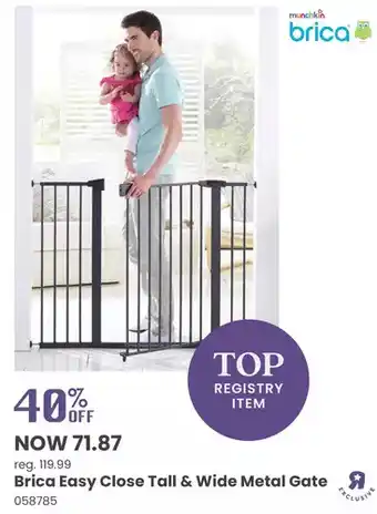 Babies 'R' Us Brica easy close tall & wide metal gate - r exclusive offer