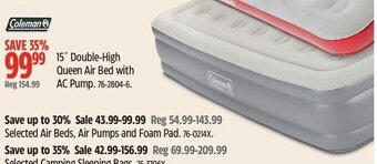 Canadian Tire Coleman 15" Double-High Queen Air Bed with AC Pump. 76-2804-6. offer