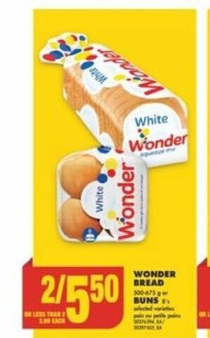 No Frills Wonder BREAD OR BUNS offer