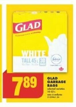 No Frills GLAD GARBAGE BAGS offer