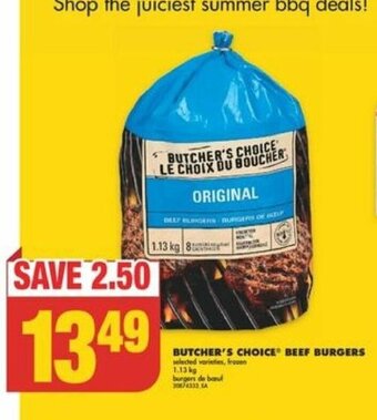 No Frills BUTCHER'S CHOICE BEEF BURGERS offer