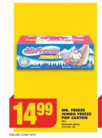 No Frills MR. FREEZE JUMBO FREEZE POP CARTON 60'S offer