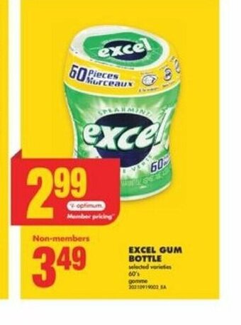 No Frills EXCEL GUM BOTTLE 60's offer