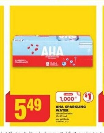 No Frills AHA SPARKLING WATER offer