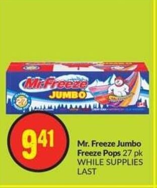 FreshCo Mr. Freeze Jumbo Freeze Pops 27 pk offer