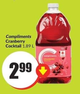 FreshCo Compliments Cranberry Cocktail 1.89 L offer