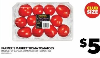 Real Canadian Superstore FARMER'S MARKET ROMA TOMATOES 3 LB offer