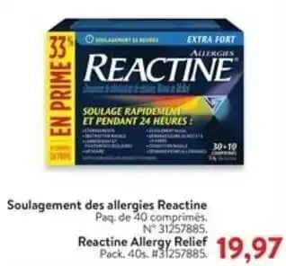 Walmart Reactine Allergy Relief Pack 40's offer