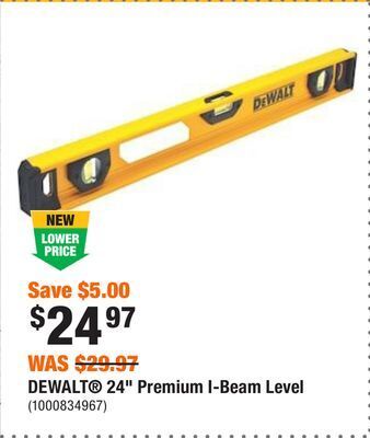 Home Depot Dewalt® 24 premium i-beam level offer