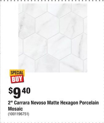 Home Depot 2 carrara nevoso matte hexagon porcelain mosaic offer
