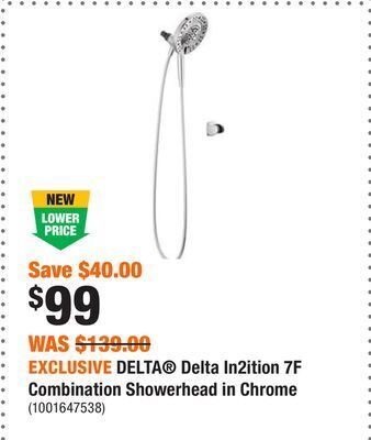 Home Depot Exclusive delta® delta in2ition 7f combination showerhead in chrome offer