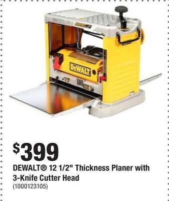 Home Depot Dewalt® 12 1/2 thickness planer with 3-knife cutter head offer