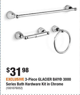 Home Depot Exclusive 3-piece glacier bay® 3000 series bath hardware kit in chrome offer