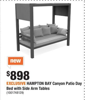 Home Depot Exclusive hampton bay canyon patio day bed with side arm tables offer