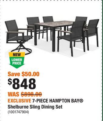 Home Depot Exclusive 7-piece hampton bay® shelburne sling dining set offer