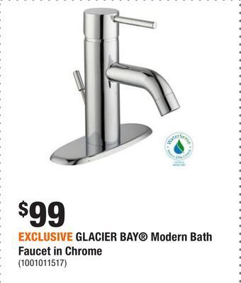 Home Depot Exclusive glacier bay® modern bath faucet in chrome offer