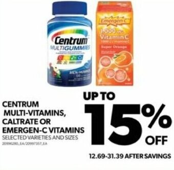 Real Canadian Superstore CENTRUM MULTI-VITAMINS, CALTRATE OR EMERGEN-C VITAMINS offer
