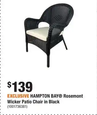 Home Depot Exclusive hampton bay® rosemont wicker patio chair in black offer