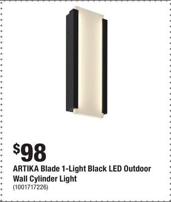 Home Depot Artika blade 1-light black led outdoor wall cylinder light offer