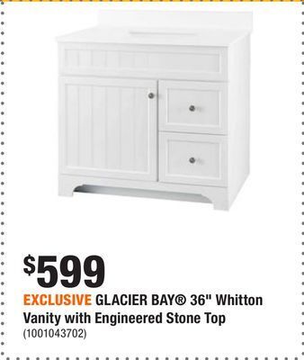 Home Depot Exclusive glacier bay® 36 whitton vanity with engineered stone top offer