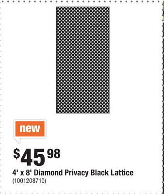 Home Depot 4' x 8' diamond privacy black lattice offer