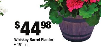 Home Depot Whiskey barrel planter offer