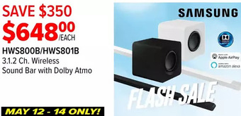 2001 Audio Video Samsung 3.1.2 ch. wireless sound bar with dolby atmos offer