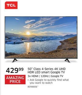 The Source Tcl 50 class 4-series 4k uhd hdr led smart google tv offer