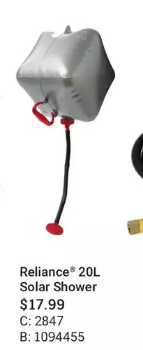 Bass Pro Reliance 20l solar shower offer
