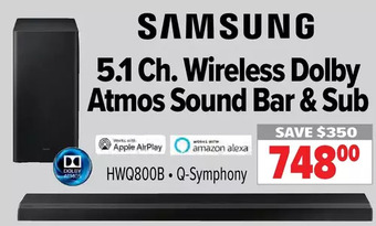 2001 Audio Video Samsung 5.1 ch. wireless dolby atmos sound bar & sub offer