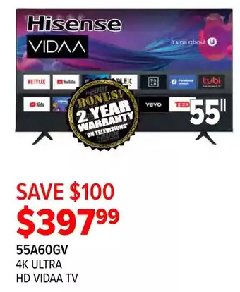 2001 Audio Video Hisense 4k ultra hd vidaa tv offer