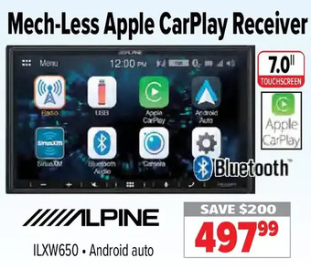 2001 Audio Video Alpine mech-less apple carplay receiver offer