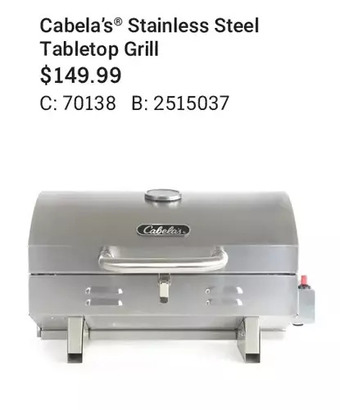 Cabela's Cabela's stainless steel tabletop grill offer