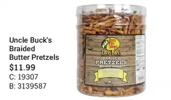 Cabela's Uncle buck's braided butter pretzels offer