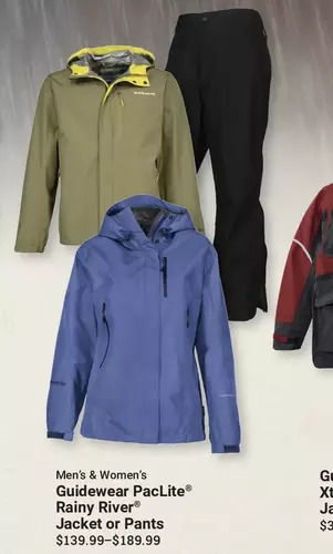 Cabela's Guidewear paclite rainy river jacket or pants offer