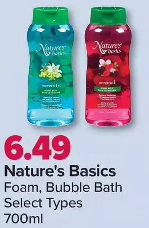 PharmaChoice Nature's basics foam, bubble bath offer