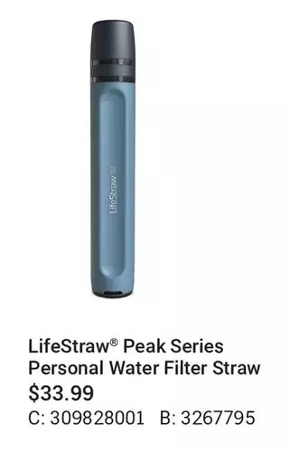 Cabela's Lifestraw peak series personal water filter straw offer