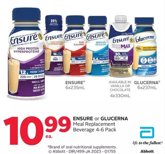 Rexall Ensure or glucerna meal replacement beverage offer