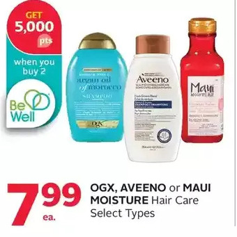 Rexall Ogx, aveeno or maui moisture hair care offer