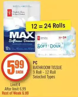 Shoppers Drug Mart Pc bathroom tissue offer