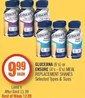 Shoppers Drug Mart Glucerna or ensure meal replacement shakes offer