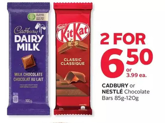 Rexall Cadbury or nestlé chocolate bars offer