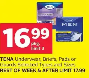 Rexall Tena underwear, briefs, pads or guards offer
