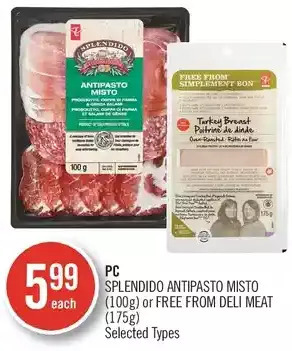 Shoppers Drug Mart Pc splendido antipasto misto or free from deli meat offer