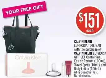 Shoppers Drug Mart Calvin klein euphoria gift set | calvin klein euphoria tote bag offer