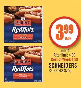 Shoppers Drug Mart Schneiders red hots offer