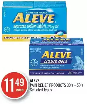 Shoppers Drug Mart Aleve pain relief products offer
