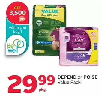 Rexall Depend or poise value pack offer