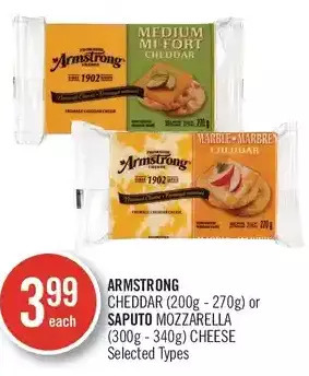 Shoppers Drug Mart Armstrong cheddar or saputo mozzarella cheese offer